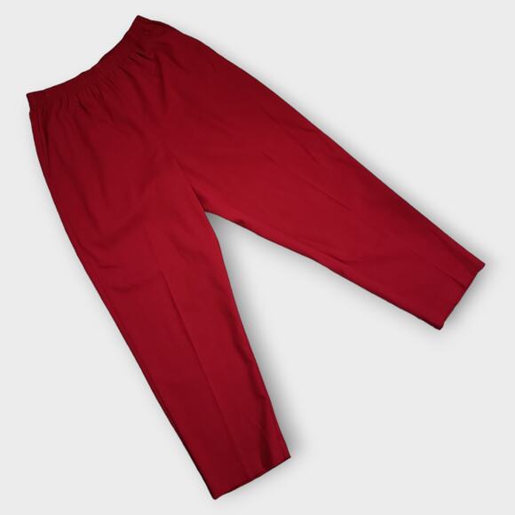 Alfred Dunner Pants Womens Size Medium Red High Rise Tapered Leg Elastic Waist - Picture 1 of 11